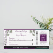 Peacock / Bloemen Boarding Pass Bruiloft uitnodigi Kaart (Staand voorkant)