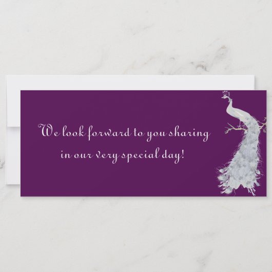 Peacock / Bloemen Boarding Pass Bruiloft uitnodigi Kaart (Achterkant)