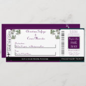 Peacock / Bloemen Boarding Pass Bruiloft uitnodigi Kaart (Voorkant / Achterkant)