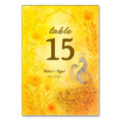 Peacock Bloemen Indische Trouwtafel Nummer Kaart (Voorkant)