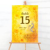 Peacock Bloemen Indische Trouwtafel Nummer Kaart