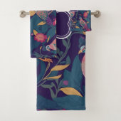 Peacock Bloemen Kleurrijk Gepersonaliseerd Patroon Bad Handdoek (Insitu)