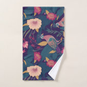 Peacock Bloemen Kleurrijk Gepersonaliseerd Patroon Bad Handdoek (Handdoek)