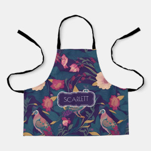 Peacock Bloemen Kleurrijk Gepersonaliseerd Patroon Schort