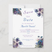 Peacock Bloemen Thema Save The Date Uitnodiging (Voorkant)