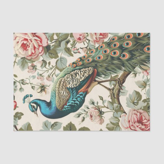 Peacock Bloemen Wallpaper Decoupage Tissuepapier (Voorkant)