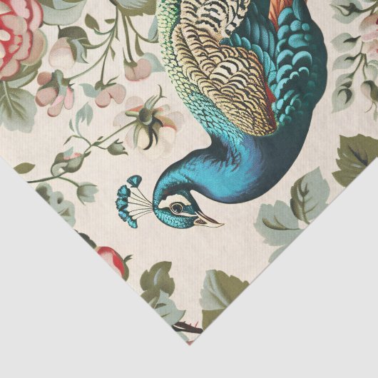  Peacock Bloemen Wallpaper Decoupage Tissuepapier (Detail)