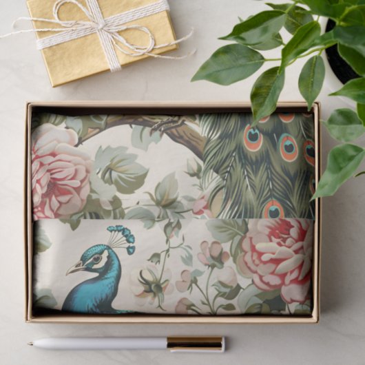 Peacock Bloemen Wallpaper Decoupage Tissuepapier (Geschenk)