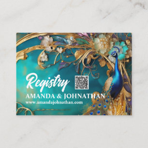 Peacock bloemenart nouveau gemarmerd elegante voge informatiekaartje