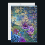 Peacock Blue Abstract Gold Wedding Kaart<br><div class="desc">Deze mooie uitnodiging voor een vreedzame bruiloft heeft een prachtig design aan één kant en abstracte kunst met een gouden doos om je bruiloft op de rug te laten uitnodigen!</div>