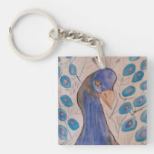 Peacock Blue AcrylKey ring Sleutelhanger (voorkant)