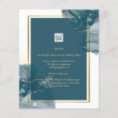 Peacock Blue Alcohol INK Chic Wedding Invite Flyer (Achterkant)