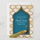  Peacock Blue Arabesque Gold Vrijgezellenfeest Kaart (Achterkant)