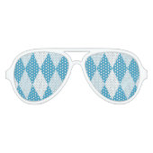 Peacock Blue Argyle Small Diamond Shape Aviator Zonnebril (Voorkant)