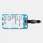 Peacock Blue Argyle Small Diamond Shape Bagagelabel (Achterkant horizontaal)