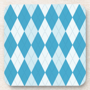 Peacock Blue Argyle Small Diamond Shape Bier Onderzetter
