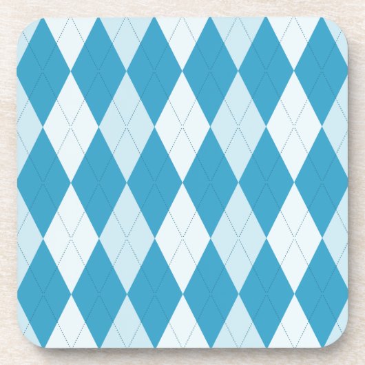 Peacock Blue Argyle Small Diamond Shape Bier Onderzetter (Voorkant)