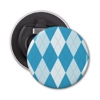 Peacock Blue Argyle Small Diamond Shape Button Flesopener