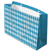 Peacock Blue Argyle Small Diamond Shape Groot Cadeauzakje (Achterkant Gekanteld)