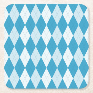 Peacock Blue Argyle Small Diamond Shape Kartonnen Onderzetters