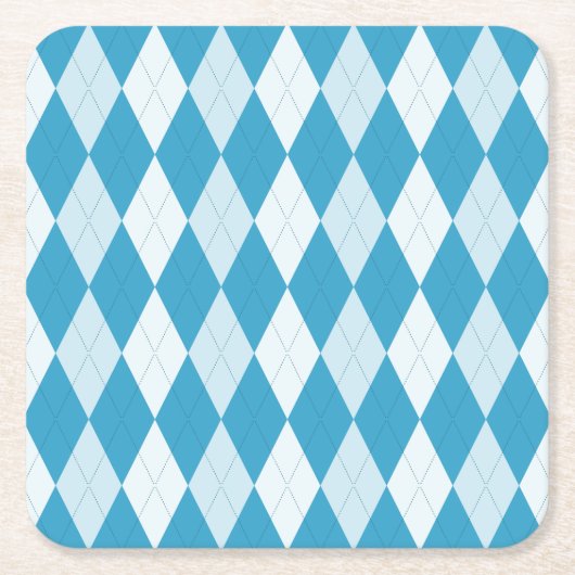 Peacock Blue Argyle Small Diamond Shape Kartonnen Onderzetters (Voorkant)