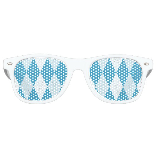 Peacock Blue Argyle Small Diamond Shape Retro Zonnebril (Voorkant)