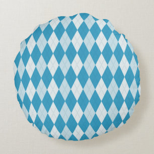 Peacock Blue Argyle Small Diamond Shape Rond Kussen