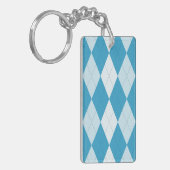 Peacock Blue Argyle Small Diamond Shape Sleutelhanger (Voorkant Links)