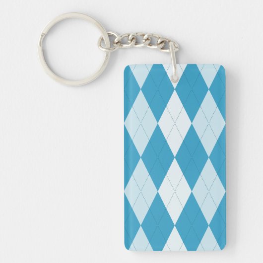 Peacock Blue Argyle Small Diamond Shape Sleutelhanger (Voorkant)