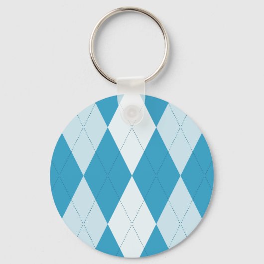 Peacock Blue Argyle Small Diamond Shape Sleutelhanger (Voorkant)