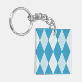 Peacock Blue Argyle Small Diamond Shape Sleutelhanger (Voorkant Links)
