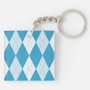 Peacock Blue Argyle Small Diamond Shape Sleutelhanger