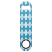 Peacock Blue Argyle Small Diamond Shape Speed Flessenopener (Achterkant)