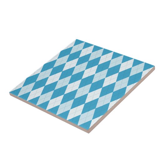 Peacock Blue Argyle Small Diamond Shape Tegeltje (Zijkant)