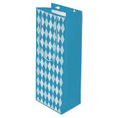 Peacock Blue Argyle Small Diamond Shape Wijn Cadeautas (Voorkant Gekanteld)