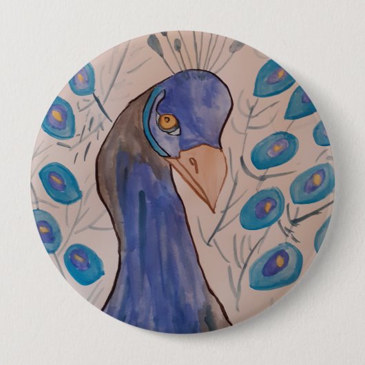Peacock Blue Badge Ronde Button 4,0 Cm (Voorkant)