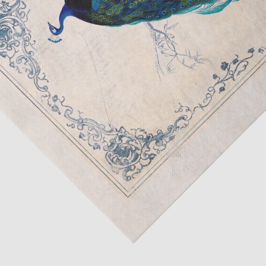Peacock Blue Bird Lijst Ontkoppeling Tissuepapier (Detail)