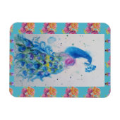 Peacock Blue Bird Waterverf Aqua fridge Magnet Magneet (Horizontaal)