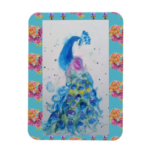 Peacock Blue Bird Waterverf Aqua fridge Magnet Magneet