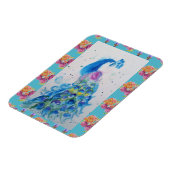 Peacock Blue Bird Waterverf Aqua fridge Magnet Magneet (Linkerzijde)