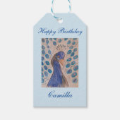 Peacock Blue Birthday Cadeaulabel (Voorkant)