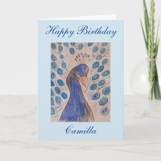 Peacock Blue Birthday Card Kaart (Voorkant)