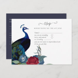 Peacock Blue Burgundy Winter Fall Wedding Briefkaart