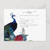 Peacock Blue Burgundy Winter Fall Wedding Briefkaart (Voorkant)