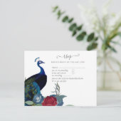 Peacock Blue Burgundy Winter Fall Wedding Briefkaart (Staand voorkant)