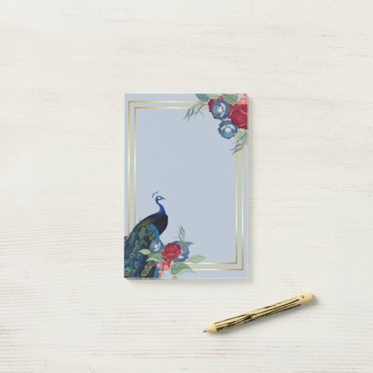 Peacock Blue Burgundy Winter Fall Wedding Post-it® Notes (Op bureau)