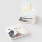 Peacock Blue Burgundy Winter Fall Wedding Stenen Onderzetter (Zijkant)