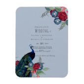 Peacock Blue Burgundy Winter Fall Weduwbudget Magneet (Verticaal)