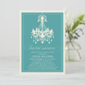 PEACOCK BLUE CHANDELIER | BRIDAL SHOWER INVITATION KAART (Staand voorkant)