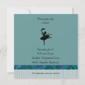 Peacock Blue Dance Party Invitation Kaart (Achterkant)